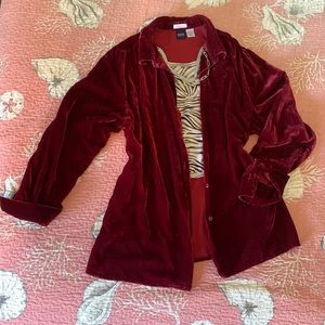 Relaxed fit velour button down